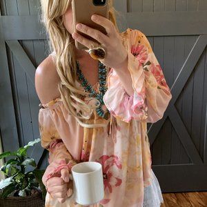 New Plus Size Cottagecore Floral Long Sleeve Chiffon Top Blouse
